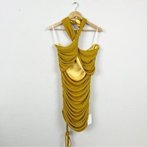 Miss Circle Ruched Halter Glitter Mini Dress Size Medium